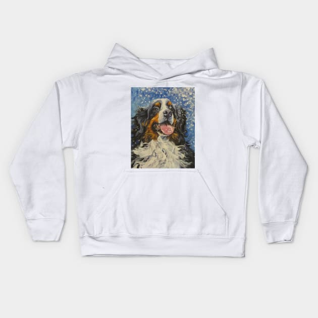 Bernese Mountain Dog Fine Art Painting Kids Hoodie by LASHEPARD